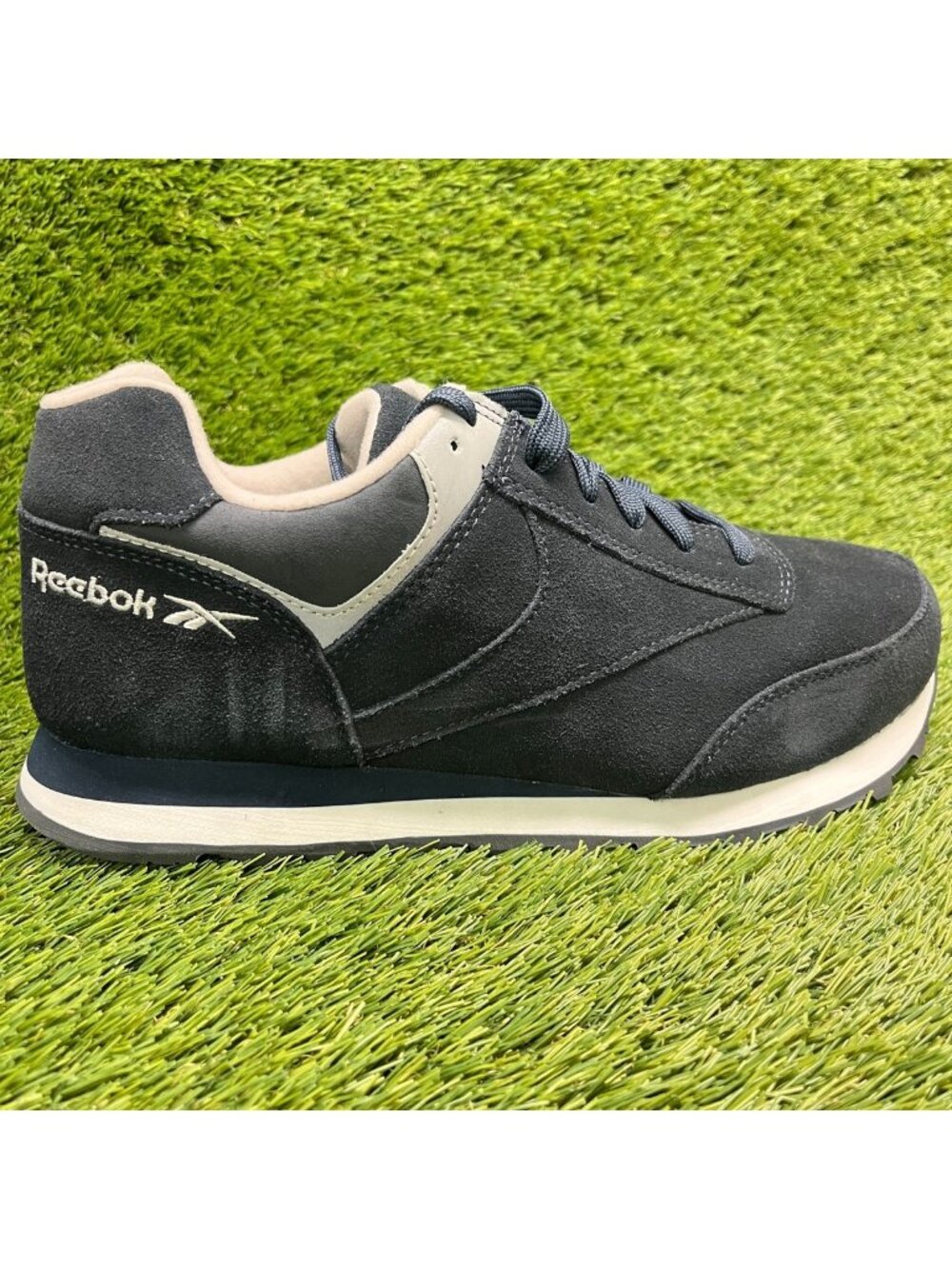 Reebok Leelap Retro Mens 10 Navy White Suede Steel Toe Safety Work Jogger Shoes